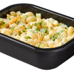 Plastic food tray with Macaroni Salad