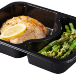 Plastic food tray with Fish Asparagus