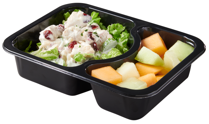 Plastic food tray with Chicken Salad Melon