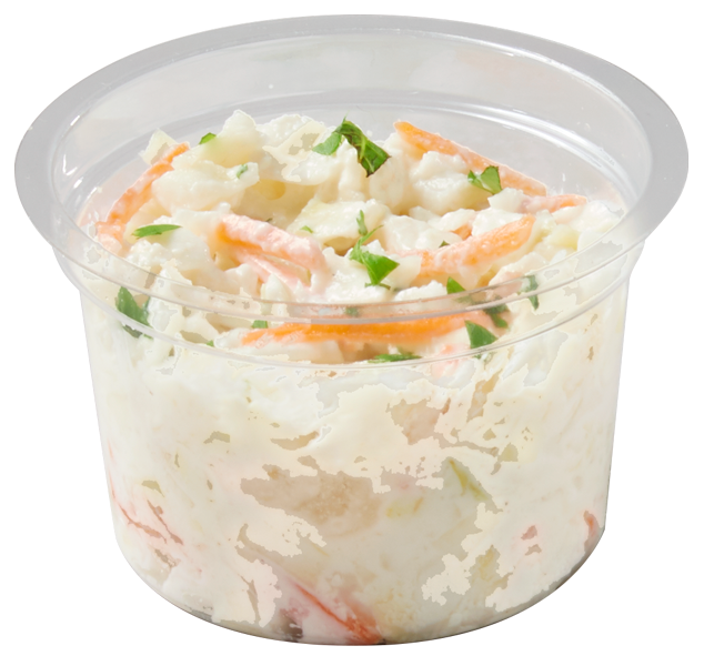 Plastic food cup with Coleslaw