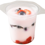 Plastic food cup with Yogurt Parfait, sealed