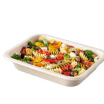 Compostable Food Tray with Pasta Salad, uncovered
