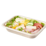 Compostable Tray with chef salad, uncovered