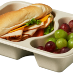 Compostable food tray with Turkey Hoagie Grapes