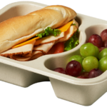 Compostable food tray with Turkey Hoagie Grapes