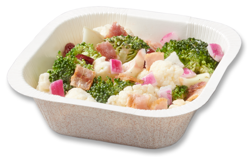 Paperboard food tray with Broccoli Salad