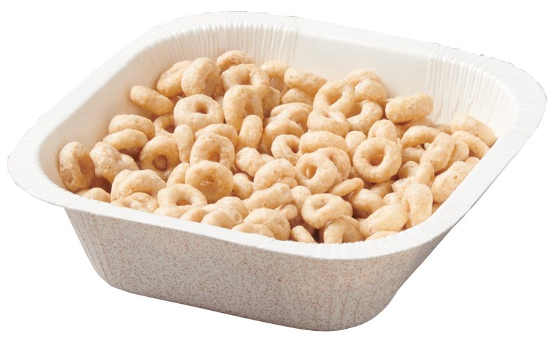 Paperboard food tray with Honey Nut Cheerios