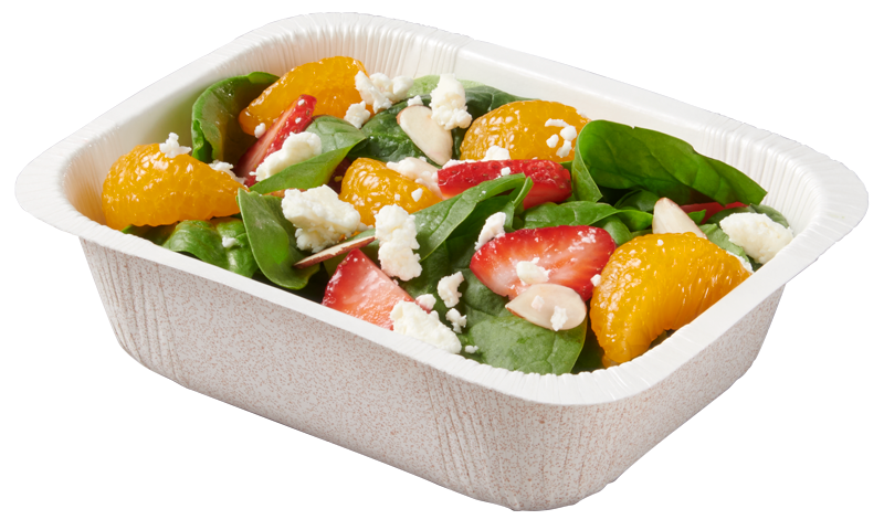 Paperboard food tray with Spinach Salad