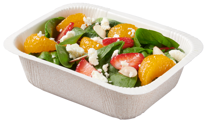 Paperboard food tray with Spinach Salad