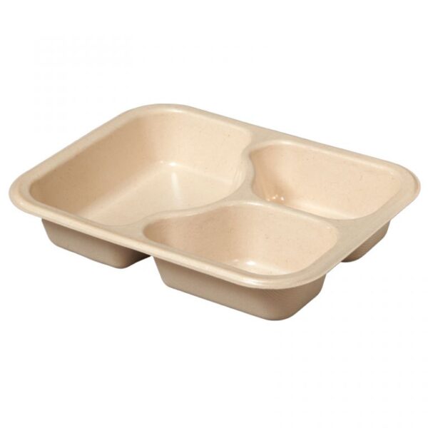 3 Compartment Compostable Fiber Tray 13.5/6/6 oz. - Oliver