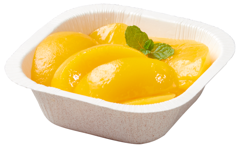 Paperboard food tray with Peaches