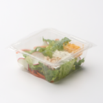 1 Compartment Plastic Cold Tray with Insert containing Salad, Turkey, Ranch & Cheese with film lid side