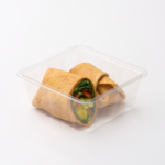 1 Compartment Plastic Cold Tray with Insert containing a Veggie Wrap